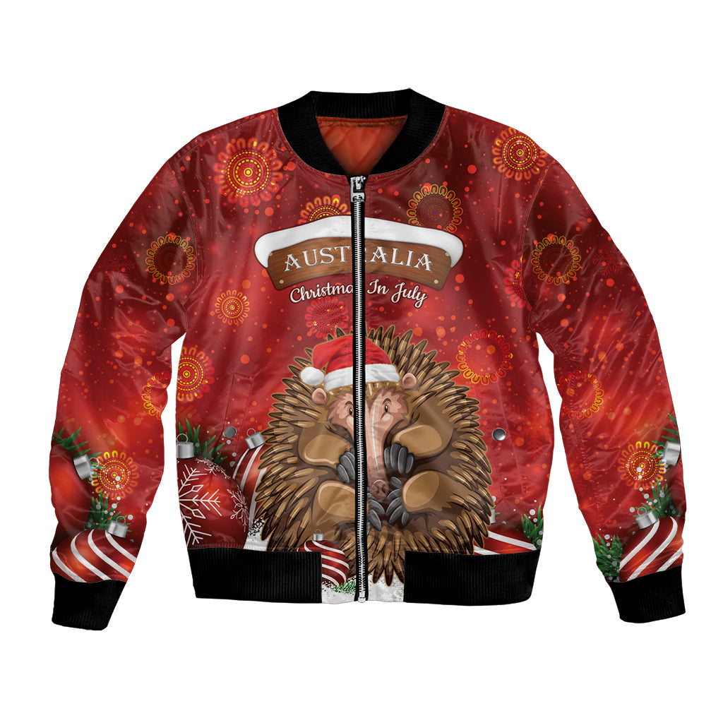Australia Christmas In July Bomber Jacket Echidna Santa Claus