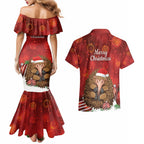Australia Christmas In July Couples Matching Mermaid Dress and Hawaiian Shirt Echidna Santa Claus