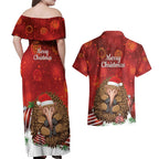 Australia Christmas In July Couples Matching Off Shoulder Maxi Dress and Hawaiian Shirt Echidna Santa Claus
