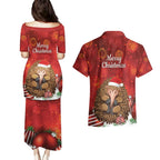 Australia Christmas In July Couples Matching Puletasi and Hawaiian Shirt Echidna Santa Claus