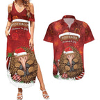 Australia Christmas In July Couples Matching Summer Maxi Dress and Hawaiian Shirt Echidna Santa Claus