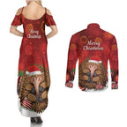 Australia Christmas In July Couples Matching Summer Maxi Dress and Long Sleeve Button Shirt Echidna Santa Claus