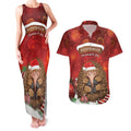 Australia Christmas In July Couples Matching Tank Maxi Dress and Hawaiian Shirt Echidna Santa Claus