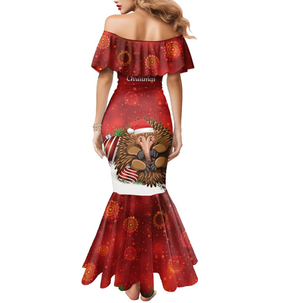 Australia Christmas In July Family Matching Mermaid Dress and Hawaiian Shirt Echidna Santa Claus