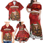 Australia Christmas In July Family Matching Off Shoulder Maxi Dress and Hawaiian Shirt Echidna Santa Claus