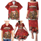Australia Christmas In July Family Matching Puletasi and Hawaiian Shirt Echidna Santa Claus