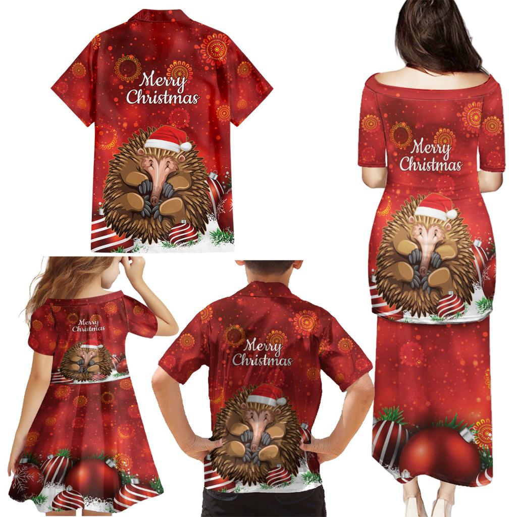 Australia Christmas In July Family Matching Puletasi and Hawaiian Shirt Echidna Santa Claus