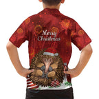 Australia Christmas In July Family Matching Short Sleeve Bodycon Dress and Hawaiian Shirt Echidna Santa Claus