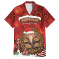Australia Christmas In July Family Matching Short Sleeve Bodycon Dress and Hawaiian Shirt Echidna Santa Claus