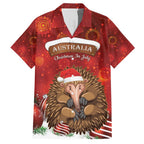 Australia Christmas In July Family Matching Short Sleeve Bodycon Dress and Hawaiian Shirt Echidna Santa Claus
