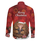 Australia Christmas In July Family Matching Short Sleeve Bodycon Dress and Hawaiian Shirt Echidna Santa Claus