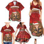 Australia Christmas In July Family Matching Summer Maxi Dress and Hawaiian Shirt Echidna Santa Claus