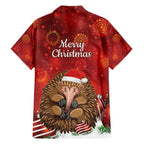 Australia Christmas In July Family Matching Summer Maxi Dress and Hawaiian Shirt Echidna Santa Claus
