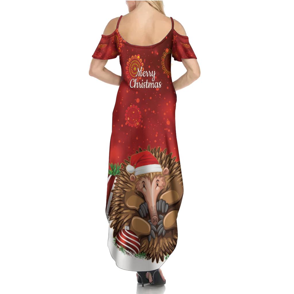 Australia Christmas In July Family Matching Summer Maxi Dress and Hawaiian Shirt Echidna Santa Claus