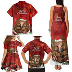 Australia Christmas In July Family Matching Tank Maxi Dress and Hawaiian Shirt Echidna Santa Claus