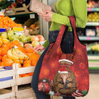 Australia Christmas In July Grocery Bag Echidna Santa Claus