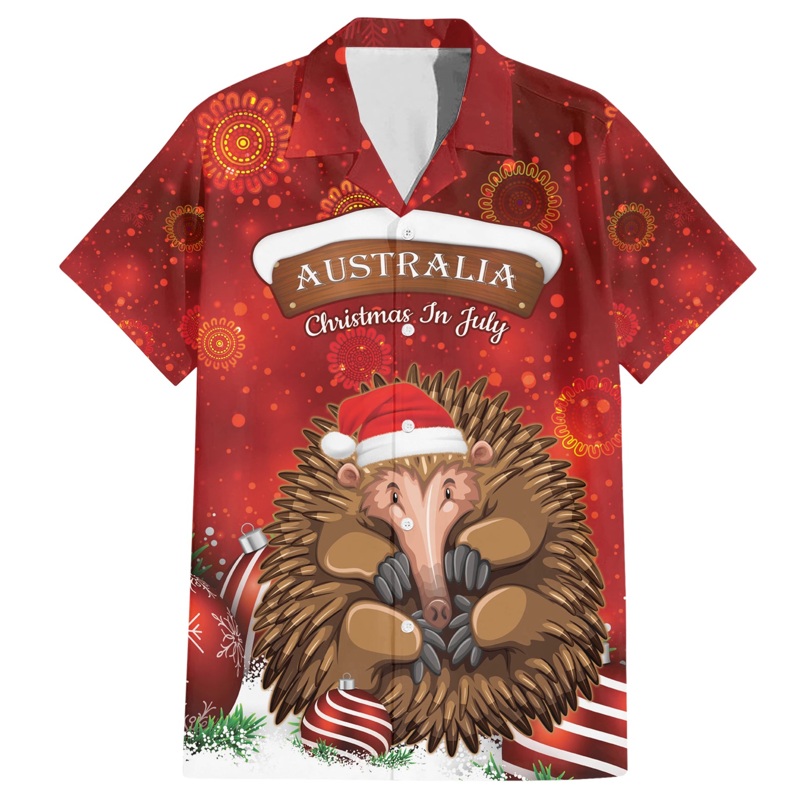 Australia Christmas In July Hawaiian Shirt Echidna Santa Claus