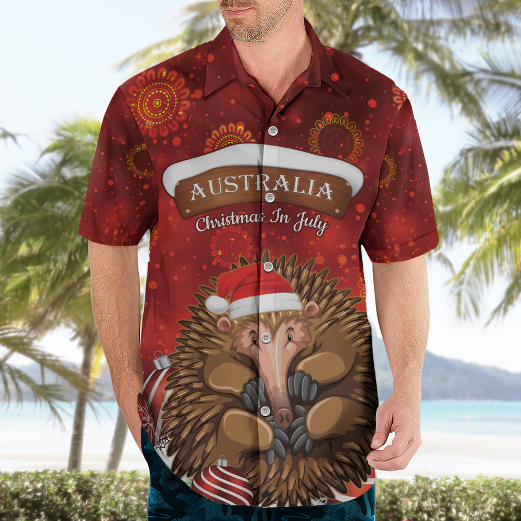 Australia Christmas In July Hawaiian Shirt Echidna Santa Claus