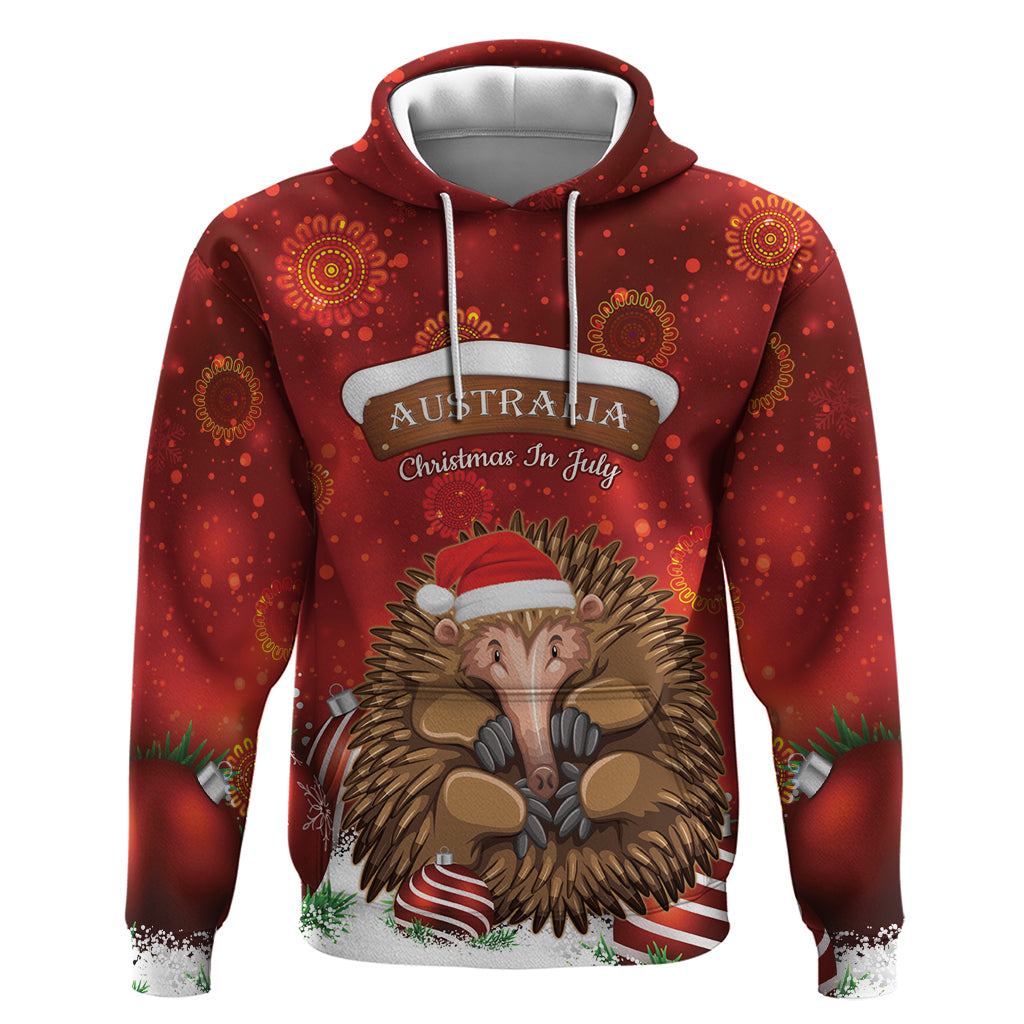 Australia Christmas In July Hoodie Echidna Santa Claus