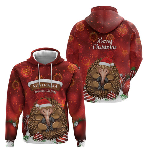 Australia Christmas In July Hoodie Echidna Santa Claus