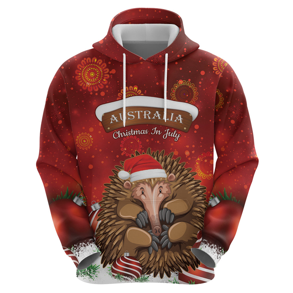 Australia Christmas In July Hoodie Echidna Santa Claus