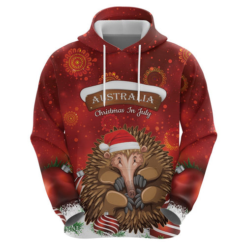 Australia Christmas In July Hoodie Echidna Santa Claus