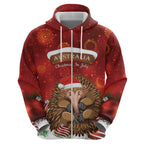 Australia Christmas In July Hoodie Echidna Santa Claus