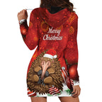 Australia Christmas In July Hoodie Dress Echidna Santa Claus