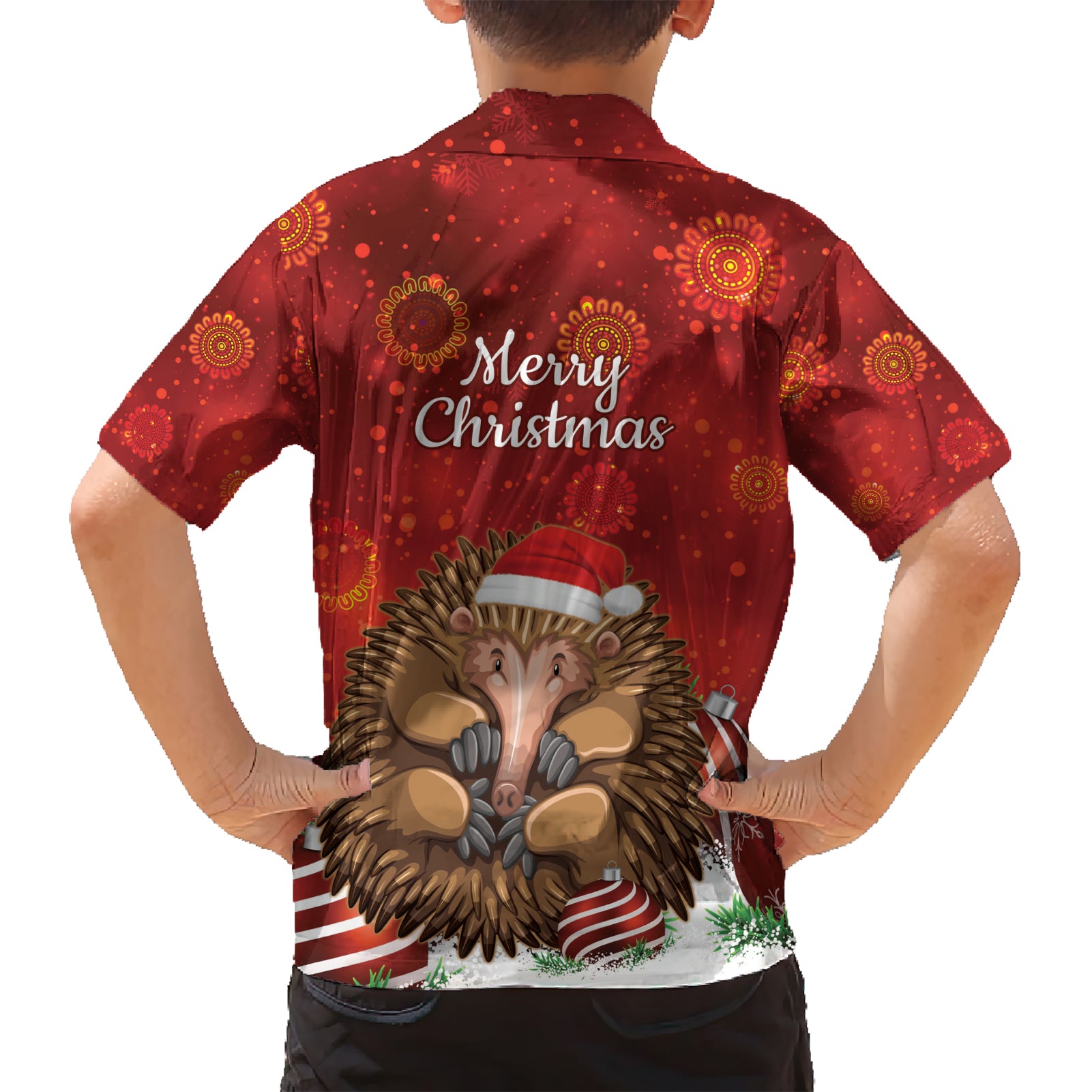 Australia Christmas In July Kid Hawaiian Shirt Echidna Santa Claus