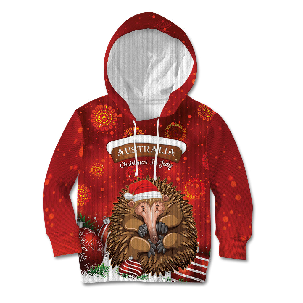 Australia Christmas In July Kid Hoodie Echidna Santa Claus