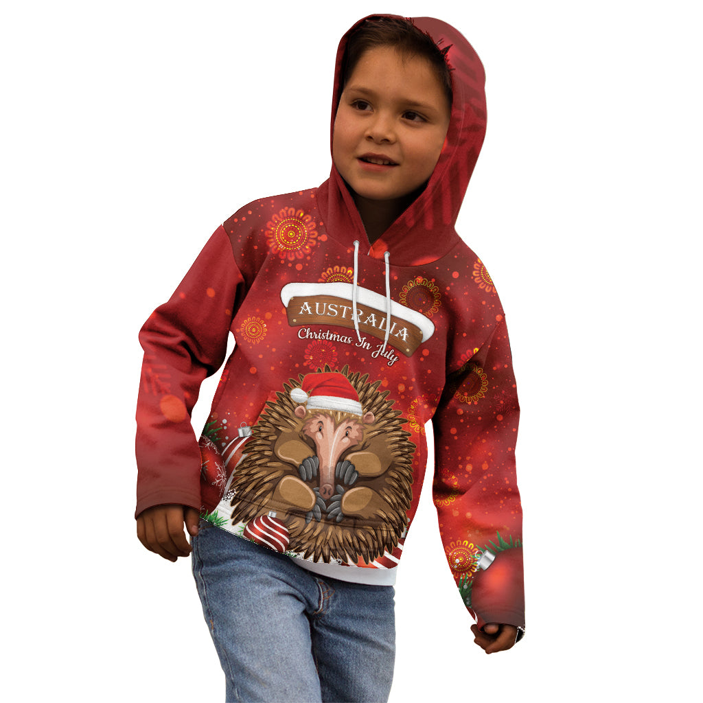 Australia Christmas In July Kid Hoodie Echidna Santa Claus