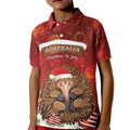 Australia Christmas In July Kid Polo Shirt Echidna Santa Claus