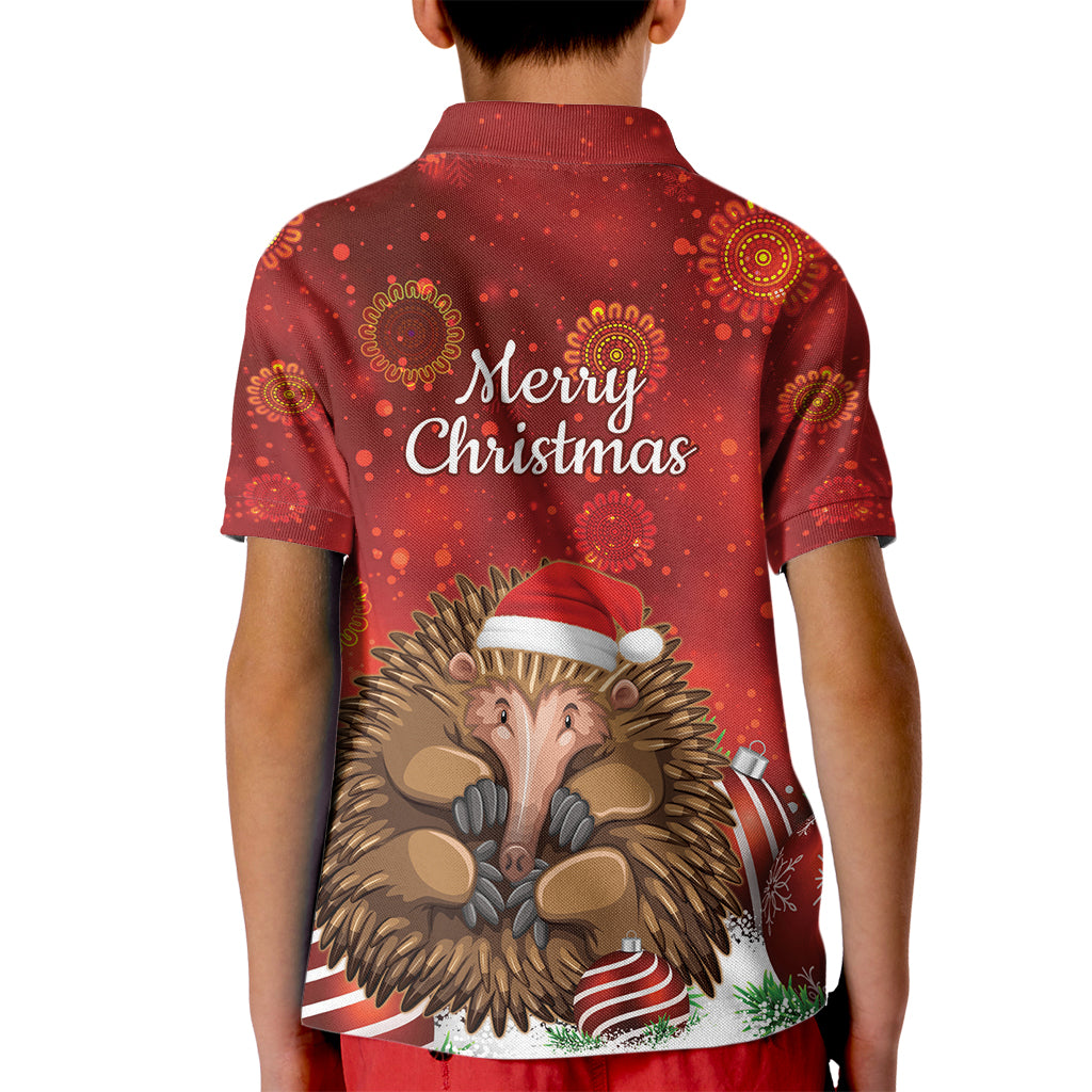 Australia Christmas In July Kid Polo Shirt Echidna Santa Claus