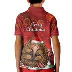 Australia Christmas In July Kid Polo Shirt Echidna Santa Claus