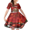 Australia Christmas In July Kid Short Sleeve Dress Echidna Santa Claus