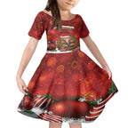 Australia Christmas In July Kid Short Sleeve Dress Echidna Santa Claus