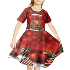 Australia Christmas In July Kid Short Sleeve Dress Echidna Santa Claus