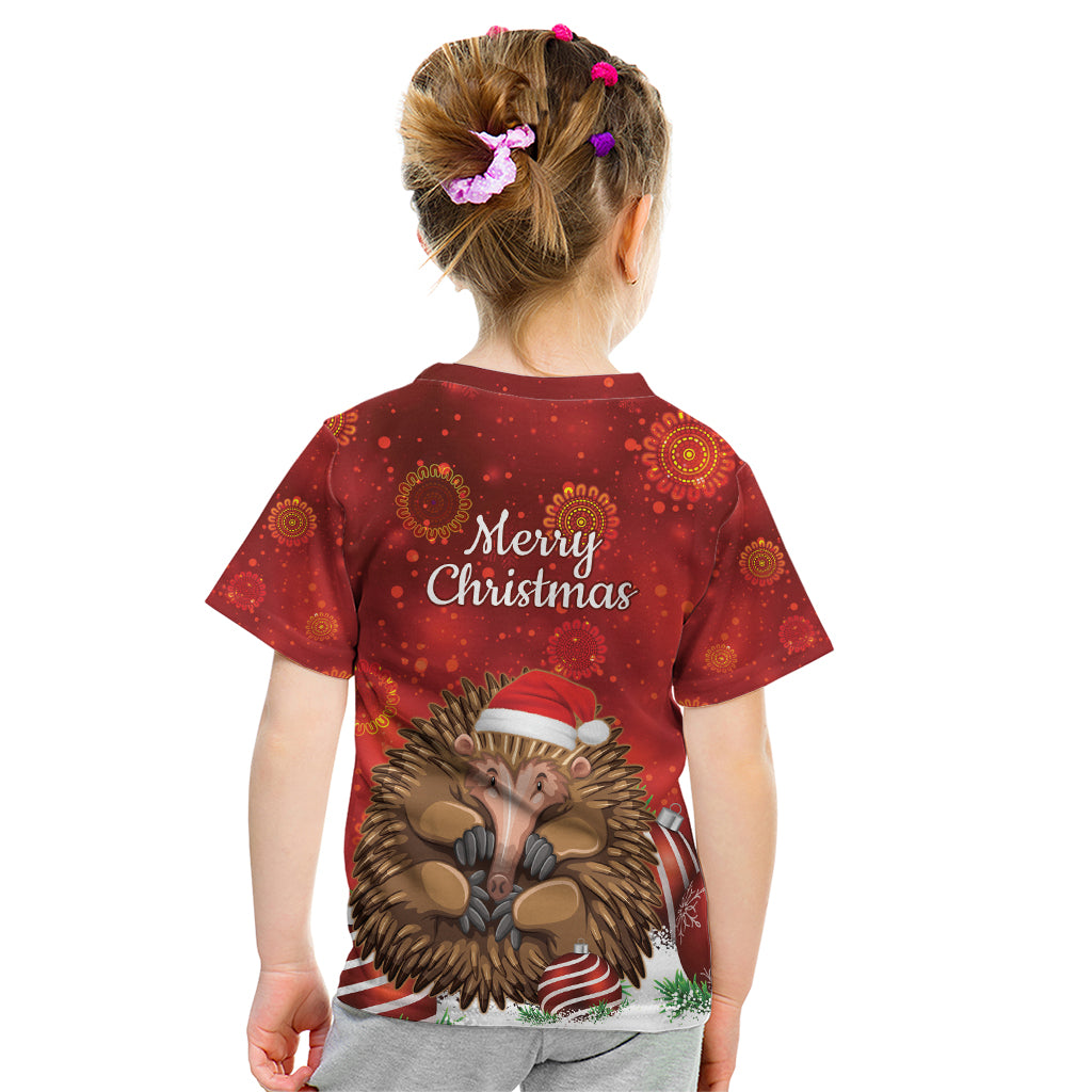 Australia Christmas In July Kid T Shirt Echidna Santa Claus
