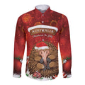 Australia Christmas In July Long Sleeve Button Shirt Echidna Santa Claus