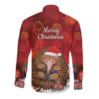 Australia Christmas In July Long Sleeve Button Shirt Echidna Santa Claus
