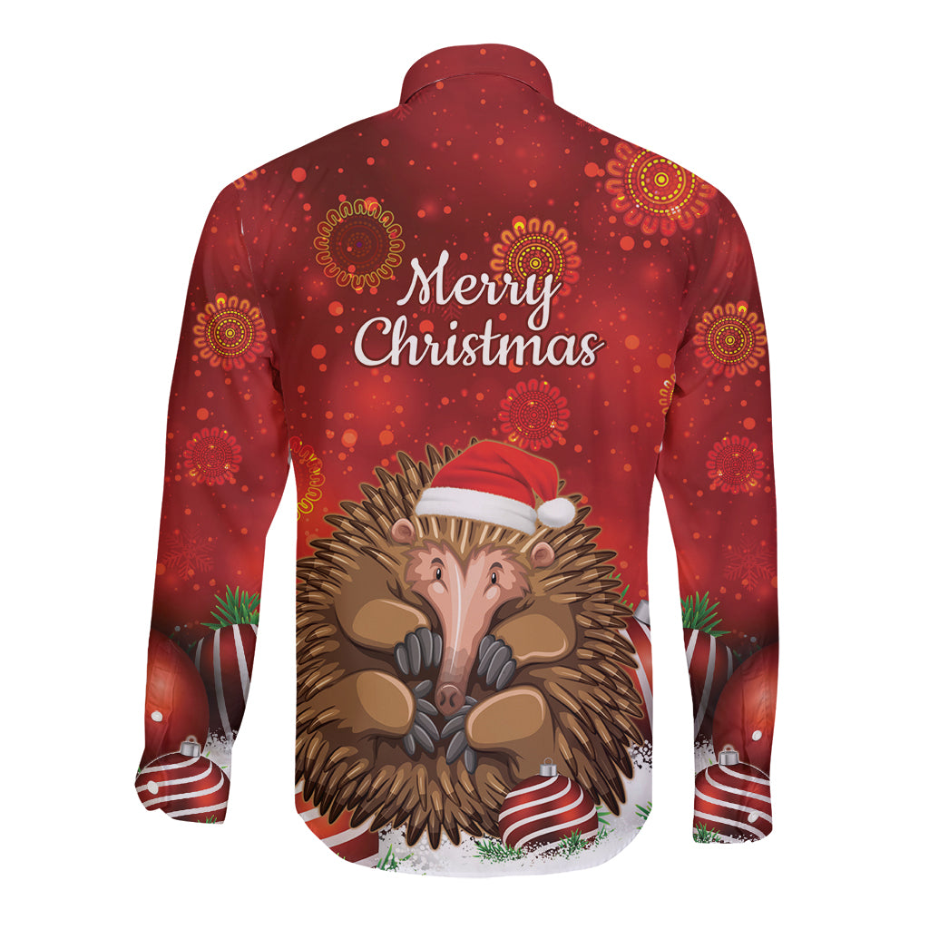 Australia Christmas In July Long Sleeve Button Shirt Echidna Santa Claus