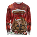 Australia Christmas In July Long Sleeve Shirt Echidna Santa Claus