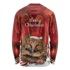 Australia Christmas In July Long Sleeve Shirt Echidna Santa Claus