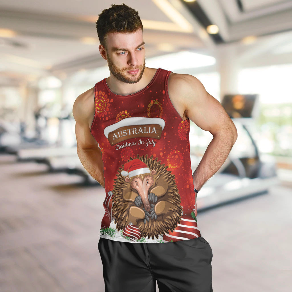 Australia Christmas In July Men Tank Top Echidna Santa Claus