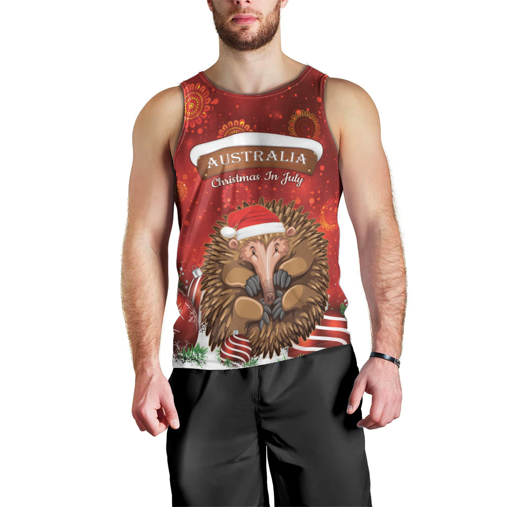 Australia Christmas In July Men Tank Top Echidna Santa Claus