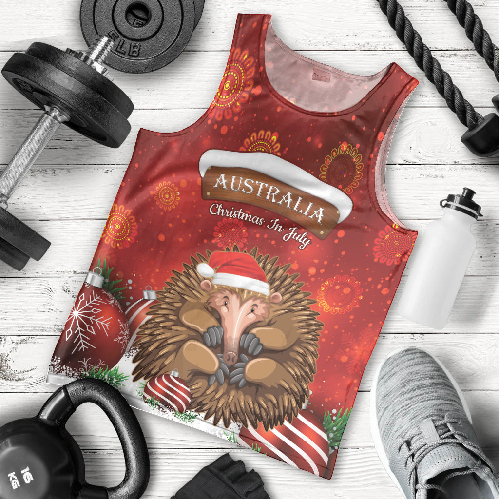 Australia Christmas In July Men Tank Top Echidna Santa Claus