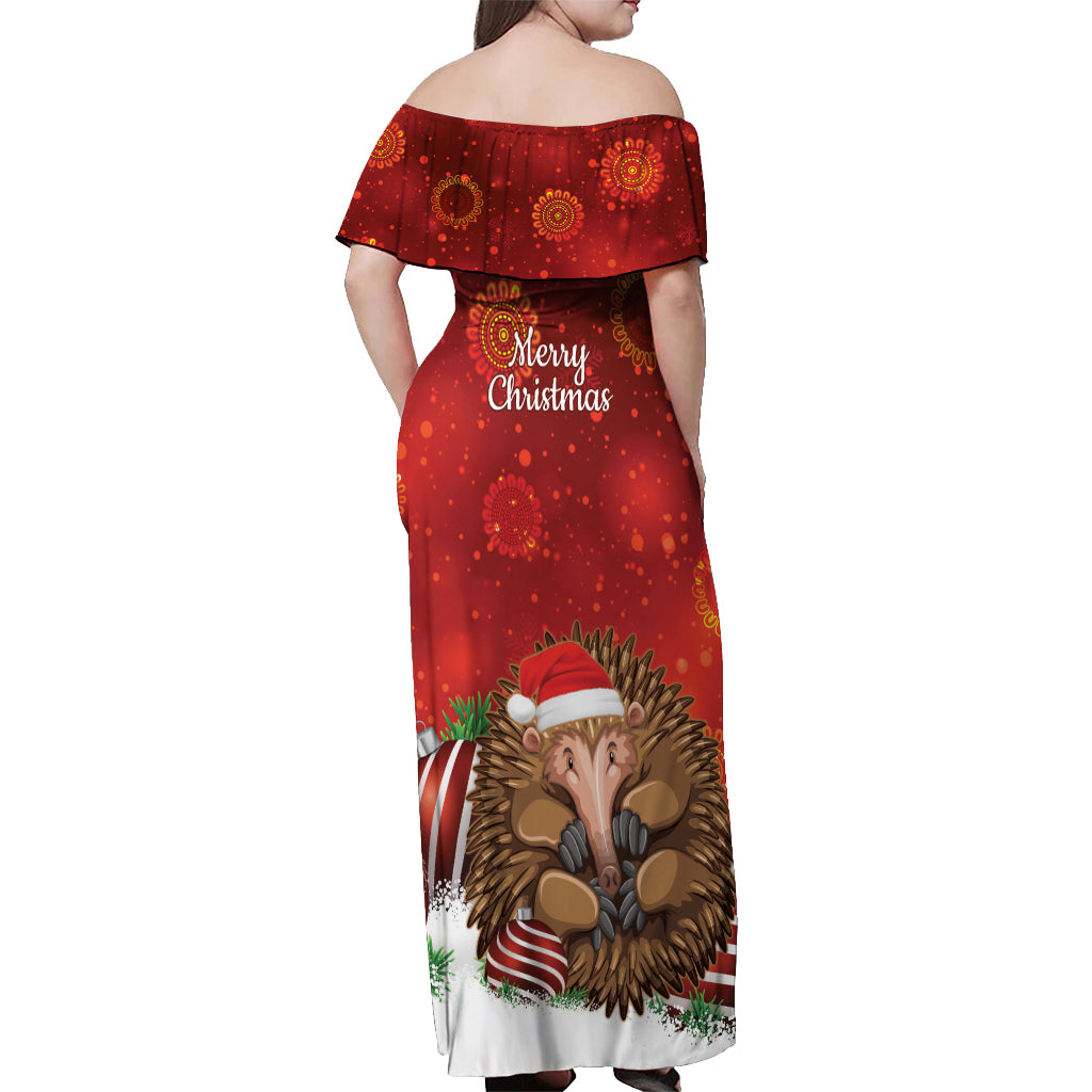 Australia Christmas In July Off Shoulder Maxi Dress Echidna Santa Claus