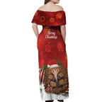 Australia Christmas In July Off Shoulder Maxi Dress Echidna Santa Claus