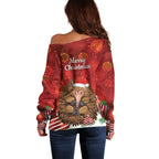 Australia Christmas In July Off Shoulder Sweater Echidna Santa Claus