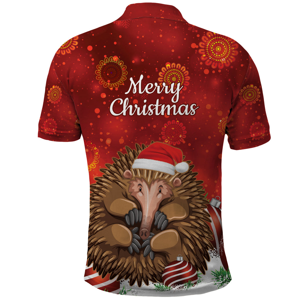 Australia Christmas In July Polo Shirt Echidna Santa Claus